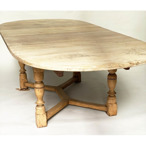 254 - EXTENDING DINING TABLE, 270cm extended (170cm un- extended) x 120cm D x 76cm H, vintage solid oak, w... 