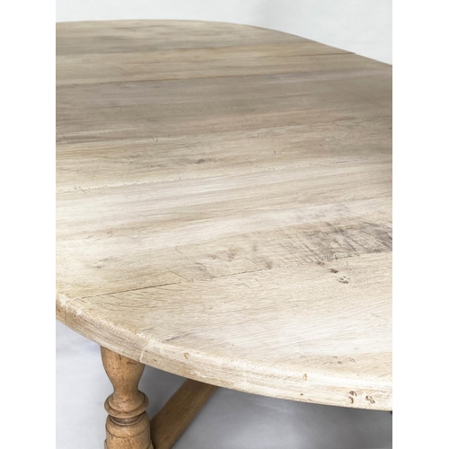 254 - EXTENDING DINING TABLE, 270cm extended (170cm un- extended) x 120cm D x 76cm H, vintage solid oak, w... 