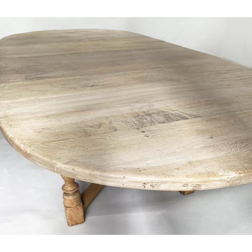 254 - EXTENDING DINING TABLE, 270cm extended (170cm un- extended) x 120cm D x 76cm H, vintage solid oak, w... 