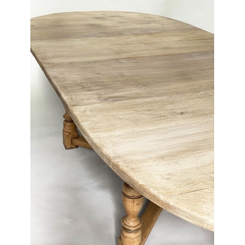 254 - EXTENDING DINING TABLE, 270cm extended (170cm un- extended) x 120cm D x 76cm H, vintage solid oak, w... 