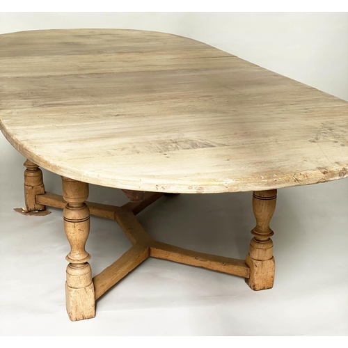 254 - EXTENDING DINING TABLE, 270cm extended (170cm un- extended) x 120cm D x 76cm H, vintage solid oak, w... 