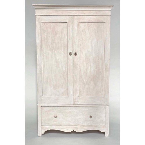 255 - ARMOIRE, 106cm x 183cm H x 41cm D, 19th century traditionally grey painted, of shallow proportions, ... 