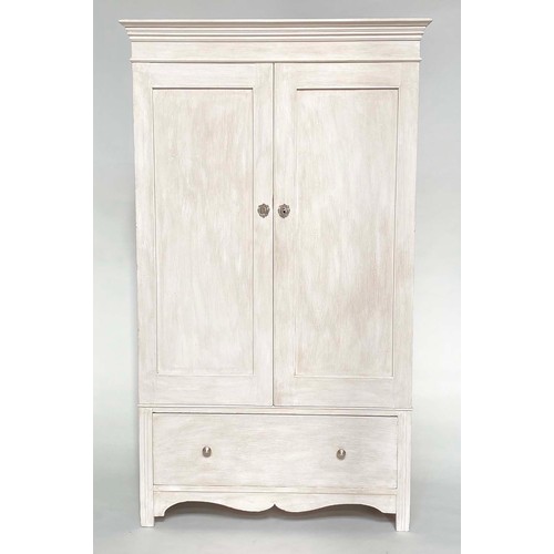 255 - ARMOIRE, 106cm x 183cm H x 41cm D, 19th century traditionally grey painted, of shallow proportions, ... 