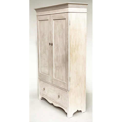 255 - ARMOIRE, 106cm x 183cm H x 41cm D, 19th century traditionally grey painted, of shallow proportions, ... 