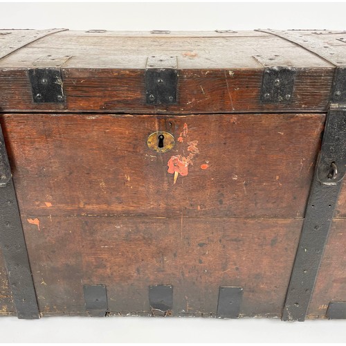 170 - SILVER TRUNK, 98cm W x 60cm D x 61cm H, 19th century oak, iron strapped.