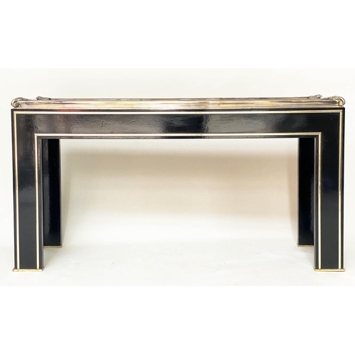 372 - CONSOLE TABLE, 145cm W x 76cm H x 41cm D, 20th century French, ebonised, with brass and silvered mou... 