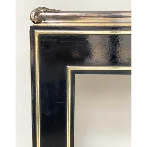 372 - CONSOLE TABLE, 145cm W x 76cm H x 41cm D, 20th century French, ebonised, with brass and silvered mou... 