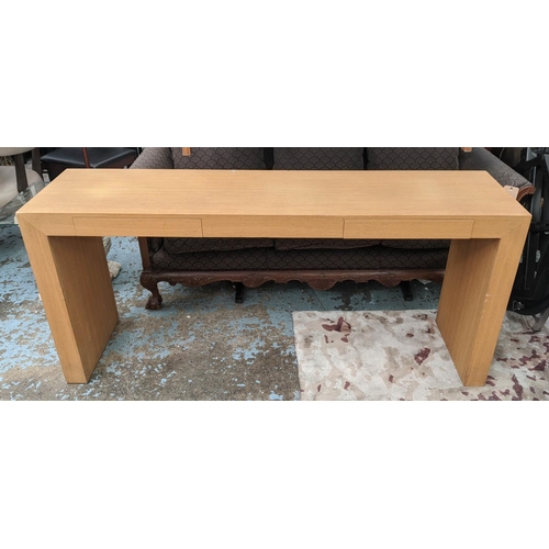 356 - CONSOLE TABLE, 180cm x 46cm x 81cm, contemporary design, with two drawers.