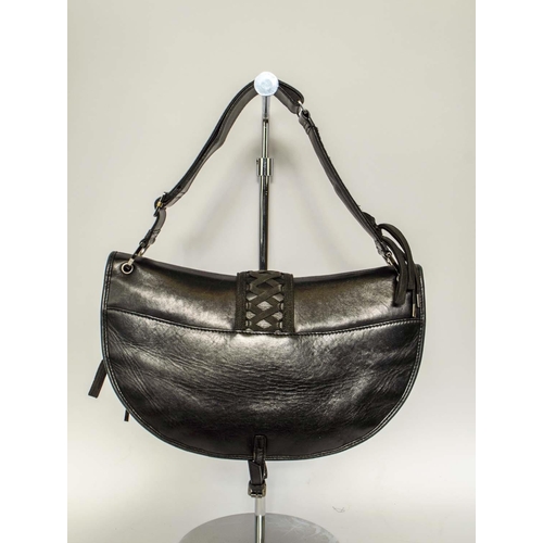 25 - CHRISTIAN DIOR CORSET BAG, by John Galliano, black leather with silver tone hardware, logo fabric li... 