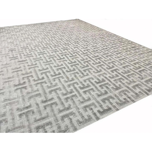 132 - CONTEMPORARY ART DECO DESIGN SILVER CARPET, 345cm x 245cm.