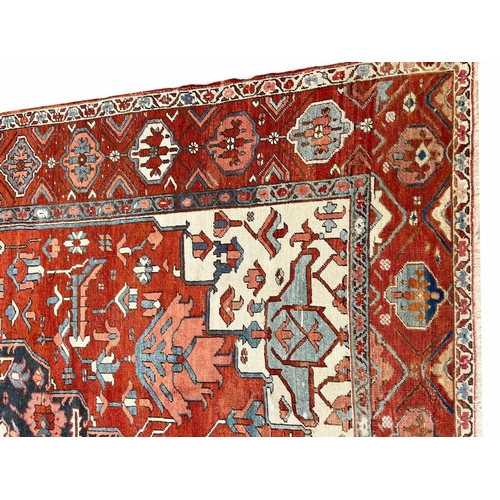 136 - ANTIQUE PERSIAN SERAPI CARPET, 370cm x 309cm.