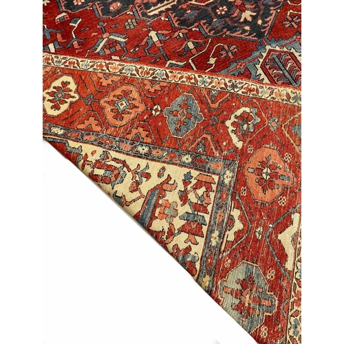 136 - ANTIQUE PERSIAN SERAPI CARPET, 370cm x 309cm.