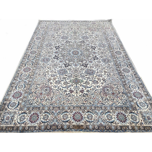 144 - FINE SIGNED PART SILK PERSIAN NAIN CARPET, 305cm x 207cm.