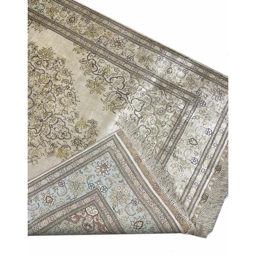 146 - FINE PURE SILK HEREKE DESIGN RUG, 185cm x 126cm.