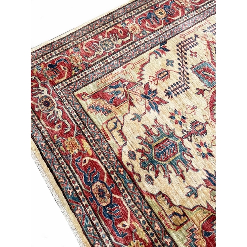 148 - FINE HERIZ DESIGN RUG, 237cm x 187cm.