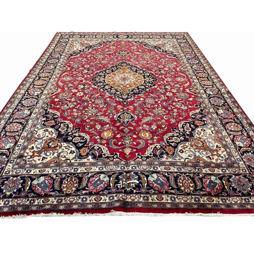 152 - FINE SIGNED PERSIAN MASHED CARPET, 350cm x 250cm.