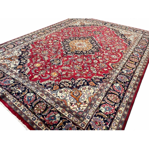 152 - FINE SIGNED PERSIAN MASHED CARPET, 350cm x 250cm.