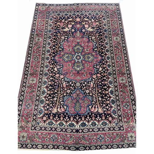 154 - ANTIQUE PERSIAN ISPHAHAN RUG, 202cm x 127cm.