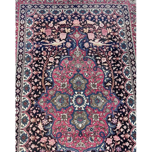 154 - ANTIQUE PERSIAN ISPHAHAN RUG, 202cm x 127cm.