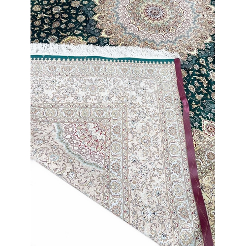 155 - EXTREMELY FINE PURE SILK PERSIAN QUM CARPET, 403cm x 302cm.