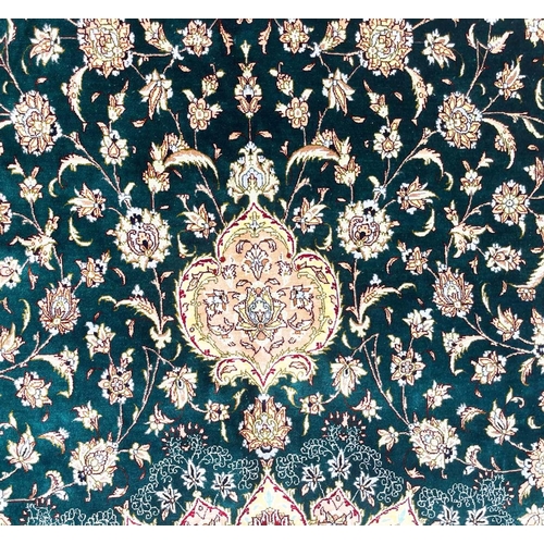 155 - EXTREMELY FINE PURE SILK PERSIAN QUM CARPET, 403cm x 302cm.