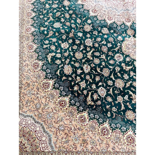 155 - EXTREMELY FINE PURE SILK PERSIAN QUM CARPET, 403cm x 302cm.