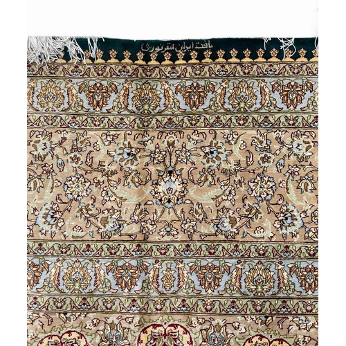 155 - EXTREMELY FINE PURE SILK PERSIAN QUM CARPET, 403cm x 302cm.