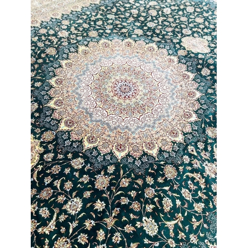 155 - EXTREMELY FINE PURE SILK PERSIAN QUM CARPET, 403cm x 302cm.