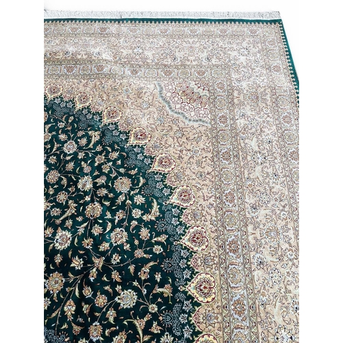 155 - EXTREMELY FINE PURE SILK PERSIAN QUM CARPET, 403cm x 302cm.