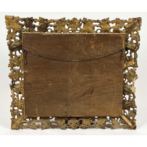 168 - WALL MIRROR, 19th century Florentine giltwood vine leaf design frame with a rectangular bevelled pla... 