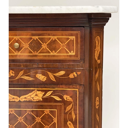 175 - DUTCH SIDE CABINET, 19th century mahogany and satinwood marquetry with two frieze drawers above two ... 