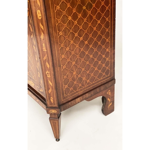 175 - DUTCH SIDE CABINET, 19th century mahogany and satinwood marquetry with two frieze drawers above two ... 