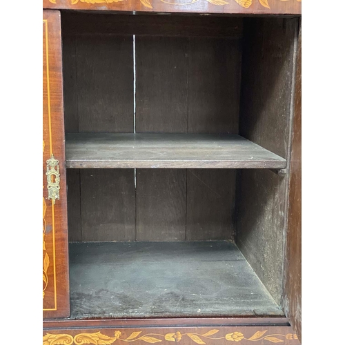 175 - DUTCH SIDE CABINET, 19th century mahogany and satinwood marquetry with two frieze drawers above two ... 