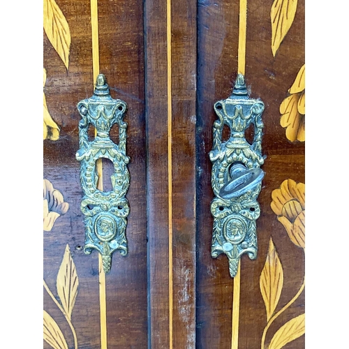 175 - DUTCH SIDE CABINET, 19th century mahogany and satinwood marquetry with two frieze drawers above two ... 