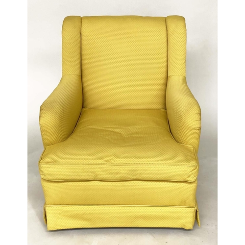 176 - ARMCHAIR, early 20th century, with Colefax and Fowler buttercup yellow 'pico' fabric upholstery and ... 