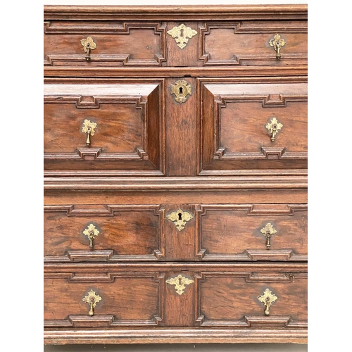 183 - WILLIAM AND MARY CHEST, English 17th century oak with four long drawers, and moulded fronts in two o... 