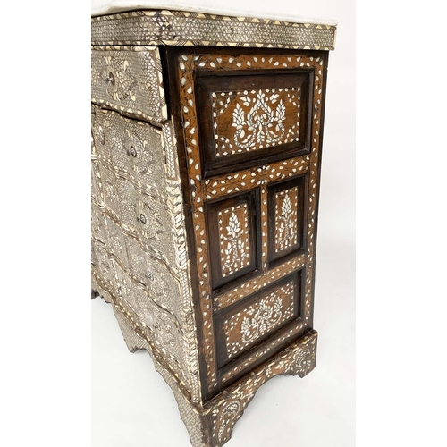 185 - SYRIAN COMMODE, late 19th century/early 20th century Syrian hardwood, bone, mother of pearl and silv... 