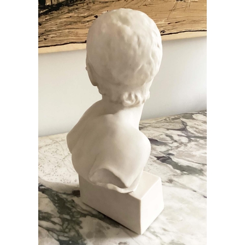 186 - BUST, Parianware Neoclassical style head of a boy, 43cm H.