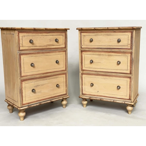 208 - FAUX BAMBOO CHESTS, a pair, early 20th century Edwardian painted lined and faux bamboo framed each w... 