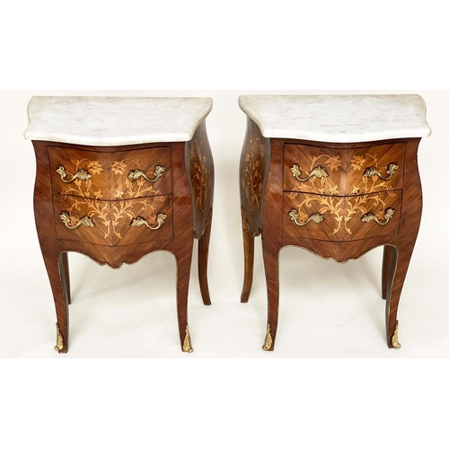 211 - TABLES DE NUIT, a pair, French Louis XV style Kingwood marquetry and gilt metal mounted, 57cm W x 37... 