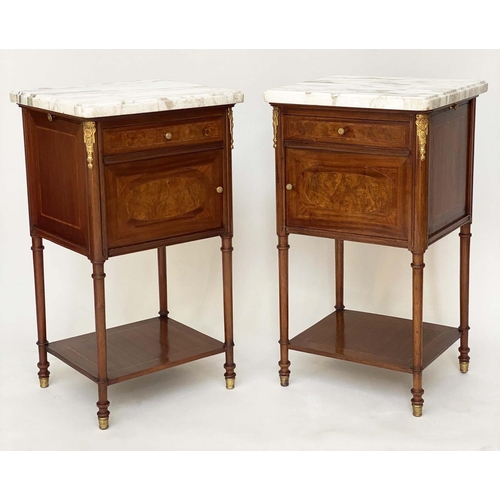 214 - LAMP TABLES, a pair, 19th century French Napoleon III burr walnut and marquetry gilt metal mounted e... 