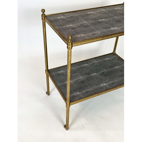 227 - VAUGHAN SIDE ETAGERE, 53cm x 59cm H x 33cm, with shagreen style top and undertier.