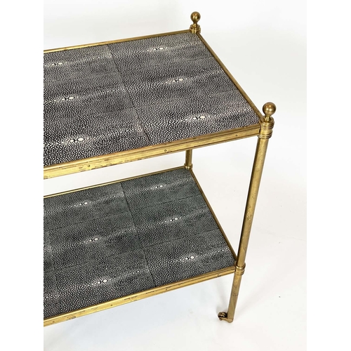 227 - VAUGHAN SIDE ETAGERE, 53cm x 59cm H x 33cm, with shagreen style top and undertier.