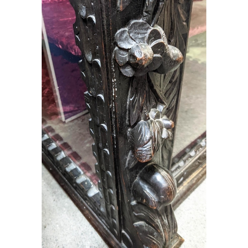 229 - DISPLAY CABINET, 100cm W x 181cm H x 64cm D, late 19th century ornately carved oak with lion mask, c... 