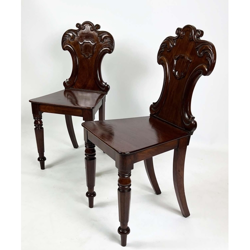 285 - HALL CHAIRS, 86cm H x 40cm W, a pair, Victorian mahogany. (2)