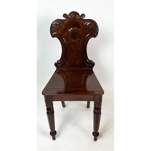 285 - HALL CHAIRS, 86cm H x 40cm W, a pair, Victorian mahogany. (2)