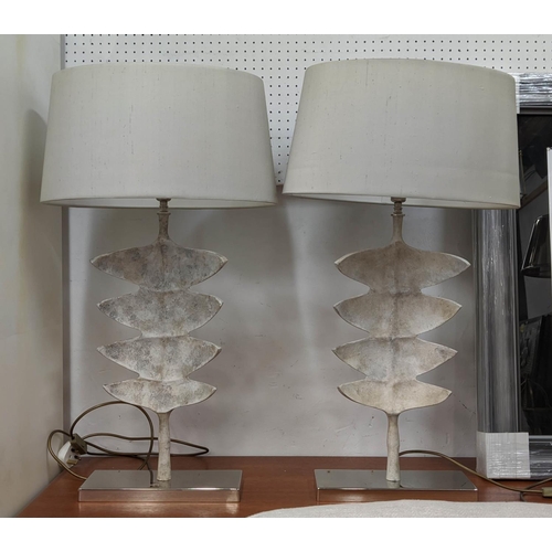 301 - PORTA ROMANA GIACOMETTI LEAF TABLE LAMPS, a pair, with Porta Romana shades, 78cm H. (2)