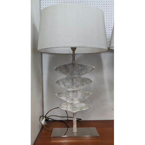 301 - PORTA ROMANA GIACOMETTI LEAF TABLE LAMPS, a pair, with Porta Romana shades, 78cm H. (2)