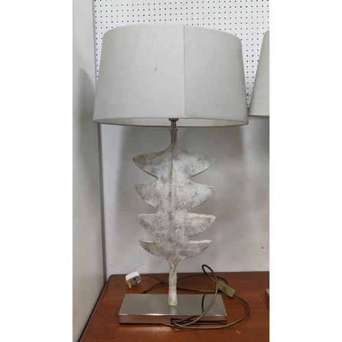 301 - PORTA ROMANA GIACOMETTI LEAF TABLE LAMPS, a pair, with Porta Romana shades, 78cm H. (2)