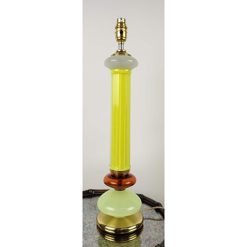 320 - CENEDESE MURANO GLASS TABLE LAMPS, a pair, vintage, opaline glass, brass bases, 54cm H. (2)